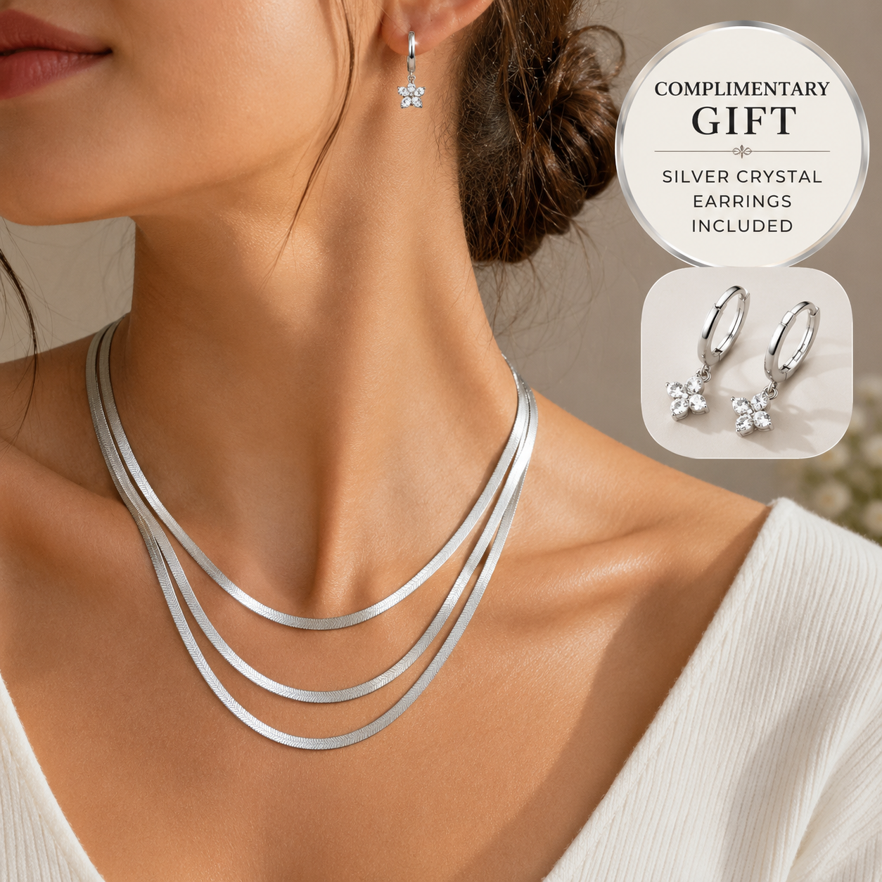 Elizabeth Gold Herringbone Necklace + Complimentary Earrings