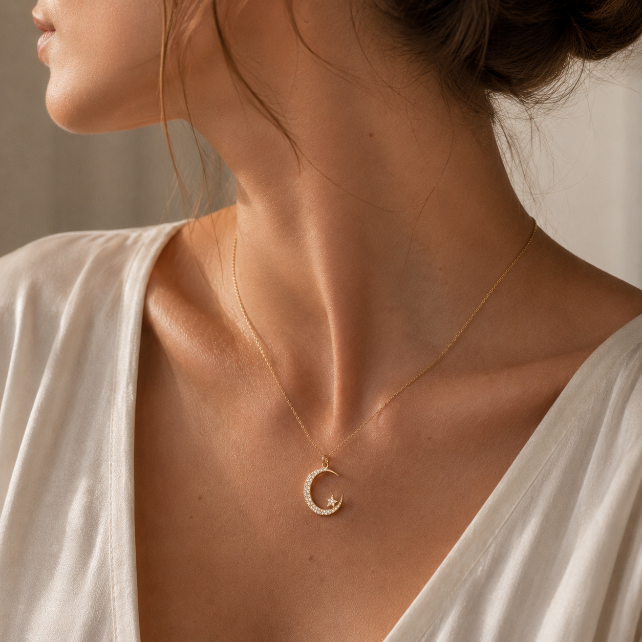 Celestial Moon & Star Necklace ✨ A Subtle Symbol of Inner Strength