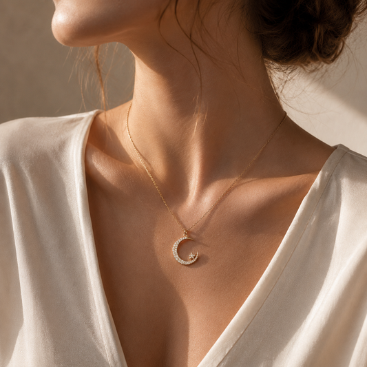 Celestial Moon & Star Necklace ✨ A Subtle Symbol of Inner Strength