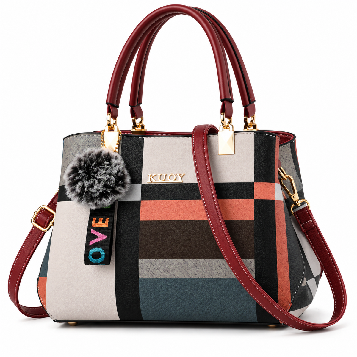 Sophia Elegant Checkered Handbag – Shoulder & Crossbody Bag