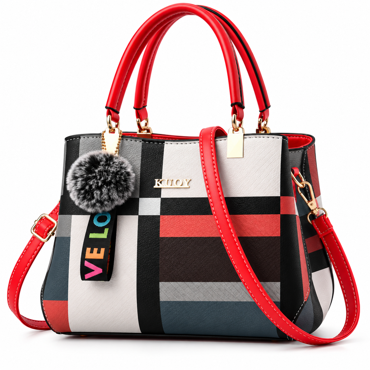Sophia Elegant Checkered Handbag – Shoulder & Crossbody Bag