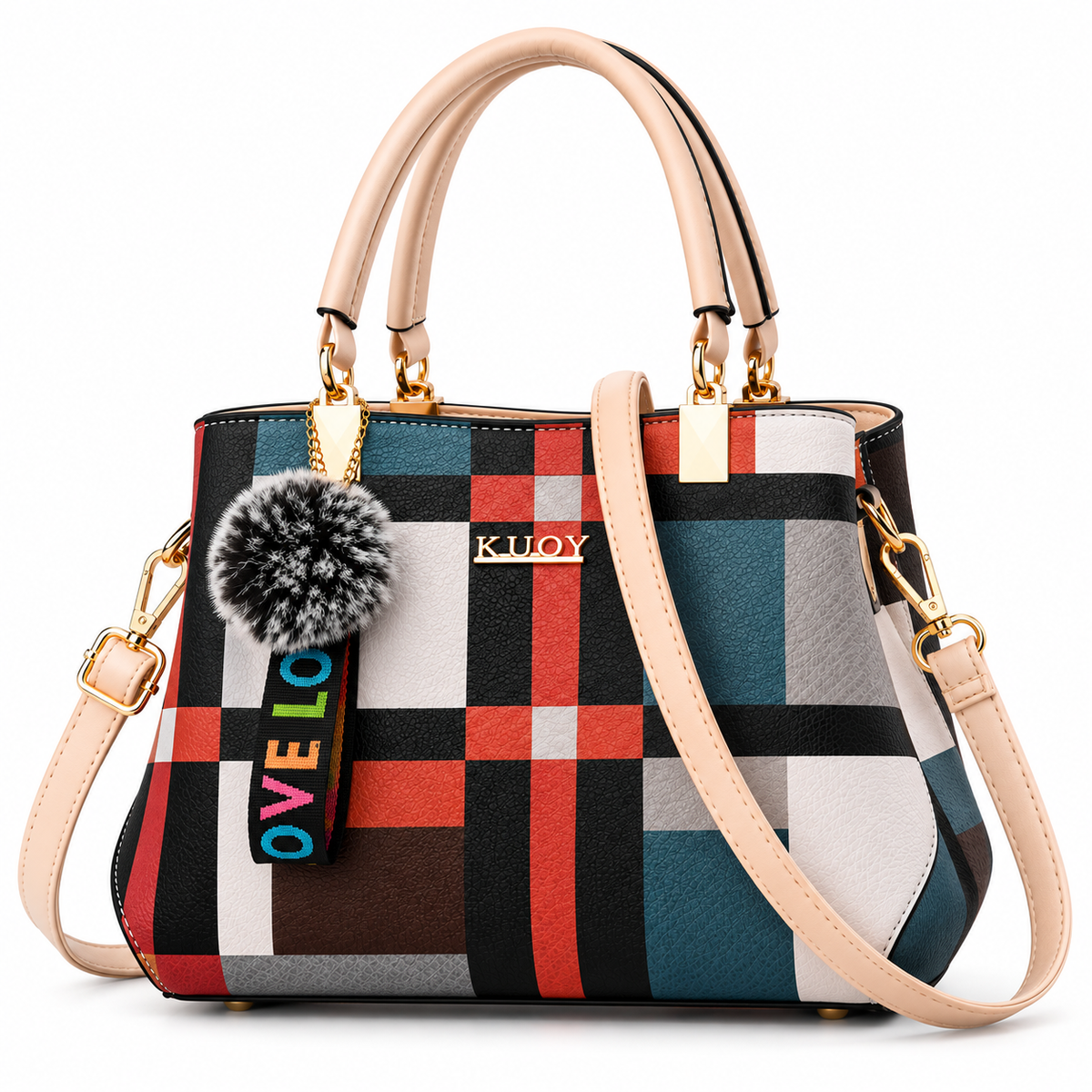 Sophia Elegant Checkered Handbag – Shoulder & Crossbody Bag