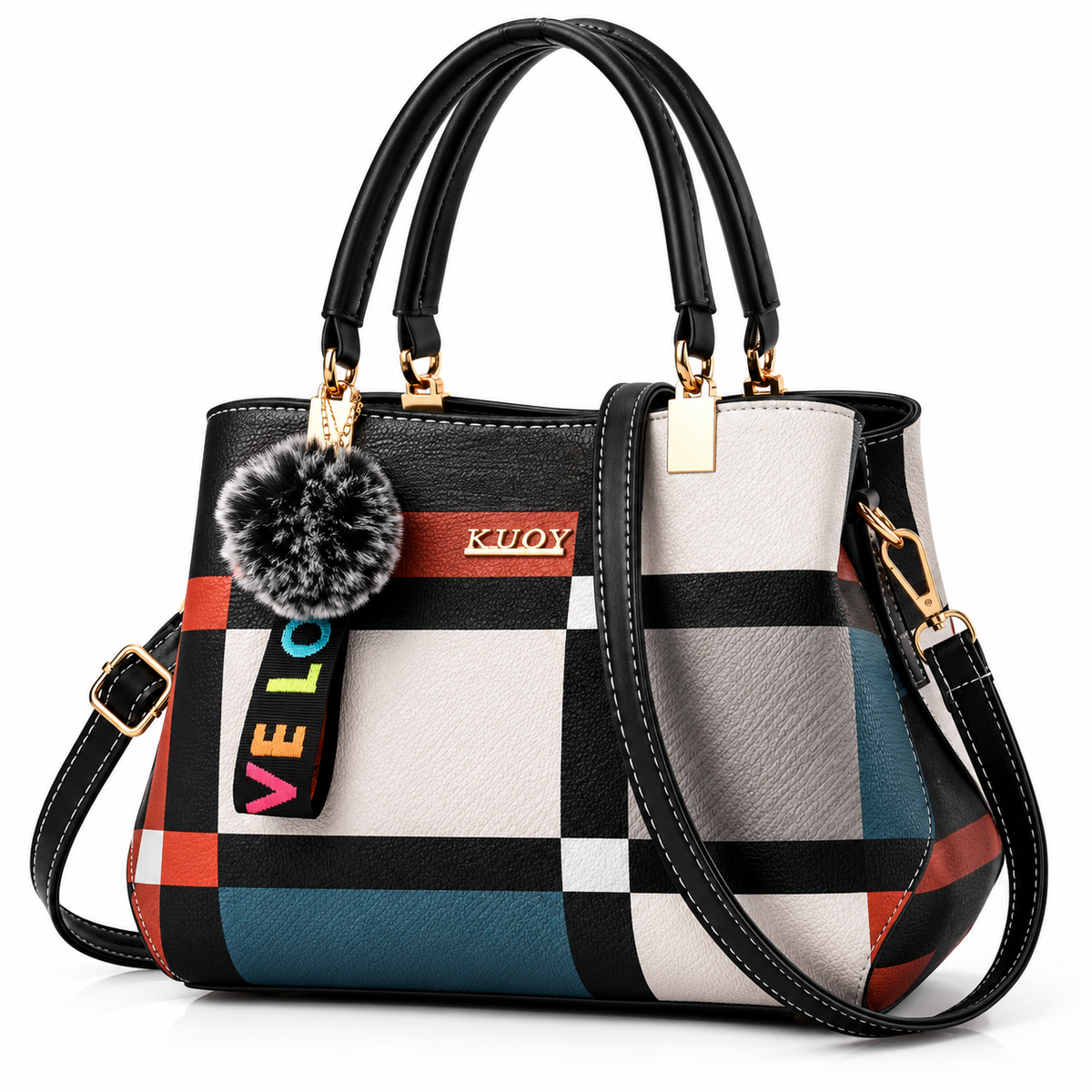 Sophia Elegant Checkered Handbag – Shoulder & Crossbody Bag