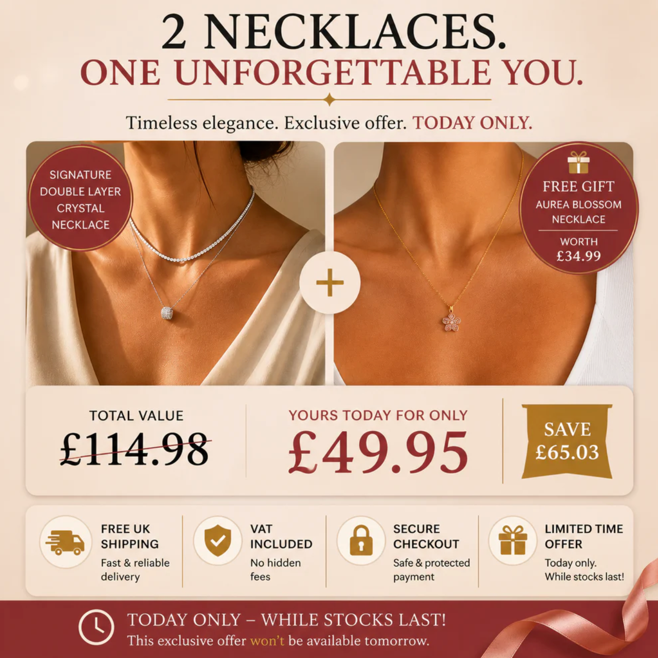 Timeless Double Layer Necklace Set + Complimentary Blossom Necklace