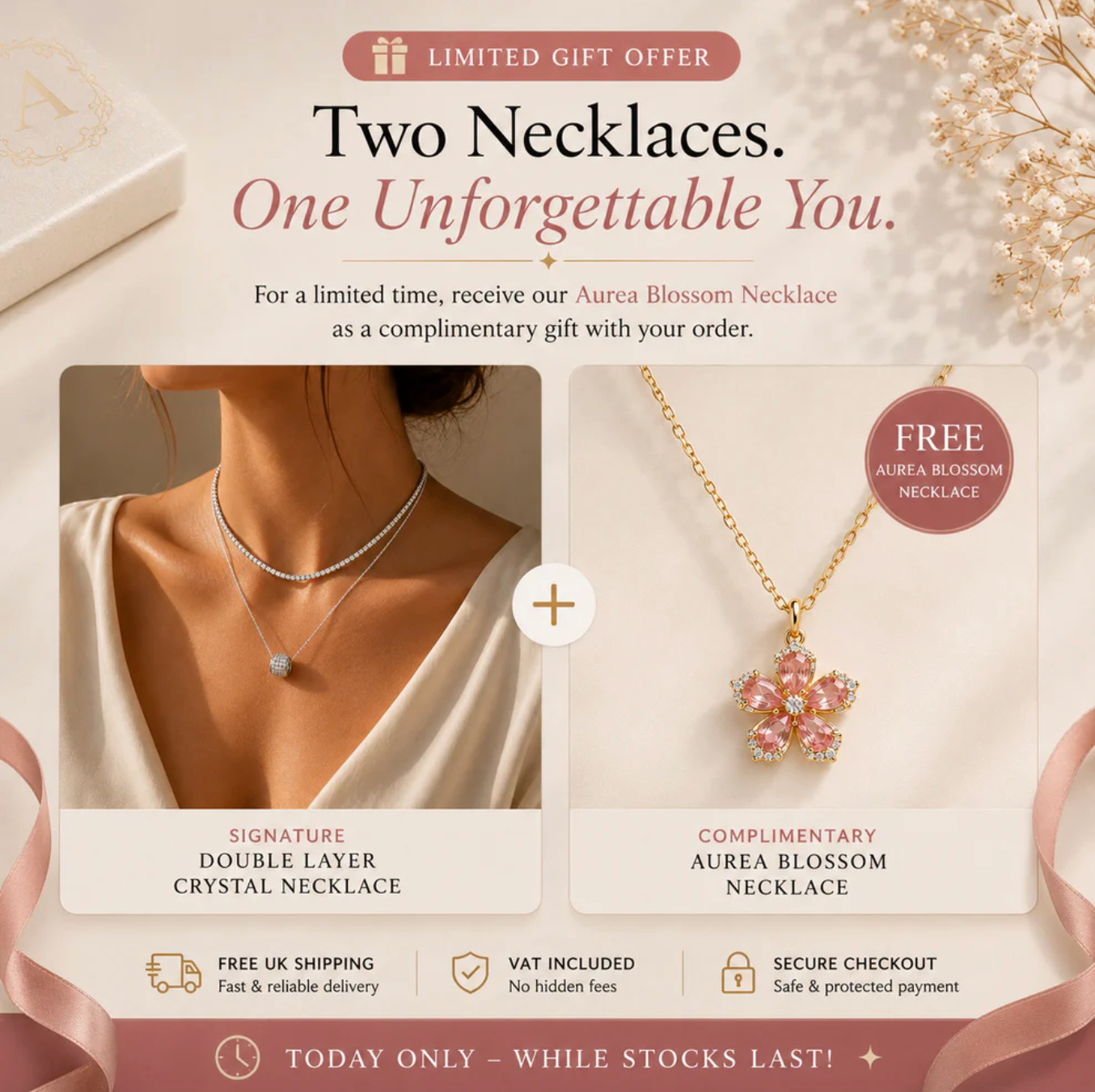 Timeless Double Layer Necklace Set + Complimentary Blossom Necklace