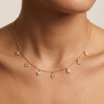Amelia Crystal Flower Gold Necklace