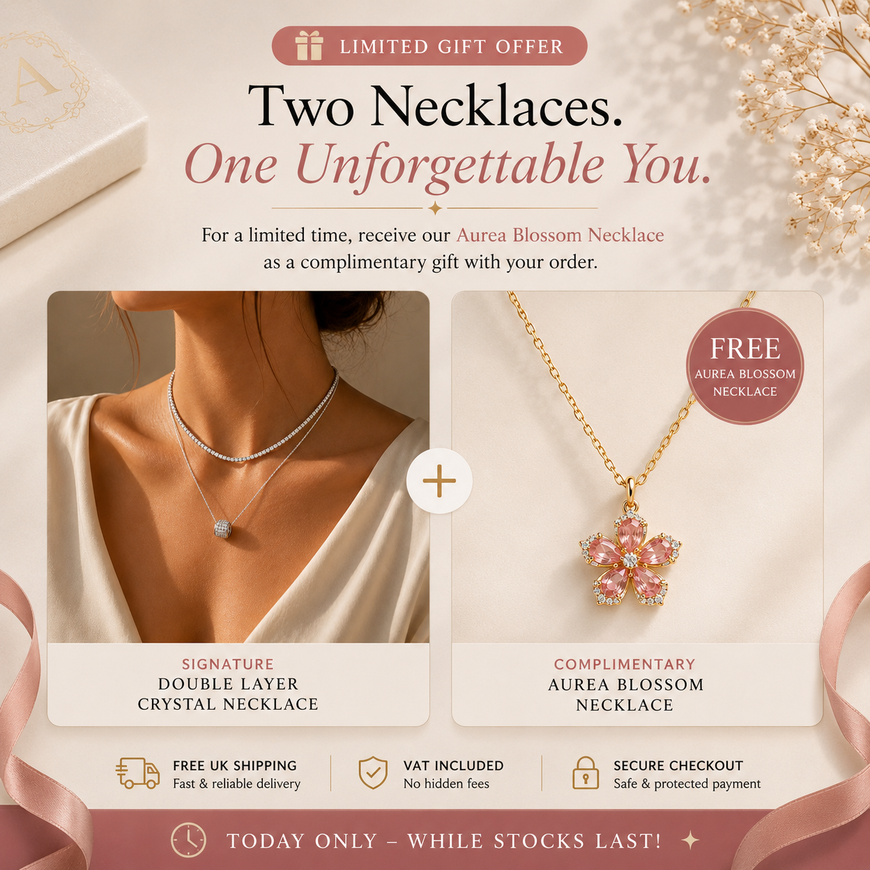 Timeless Double Layer Necklace Set + Complimentary Blossom Necklace