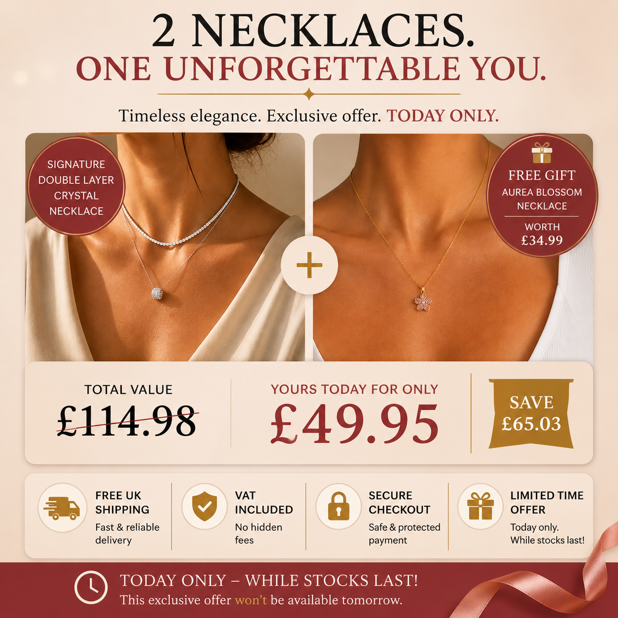 Timeless Double Layer Necklace Set + Complimentary Blossom Necklace