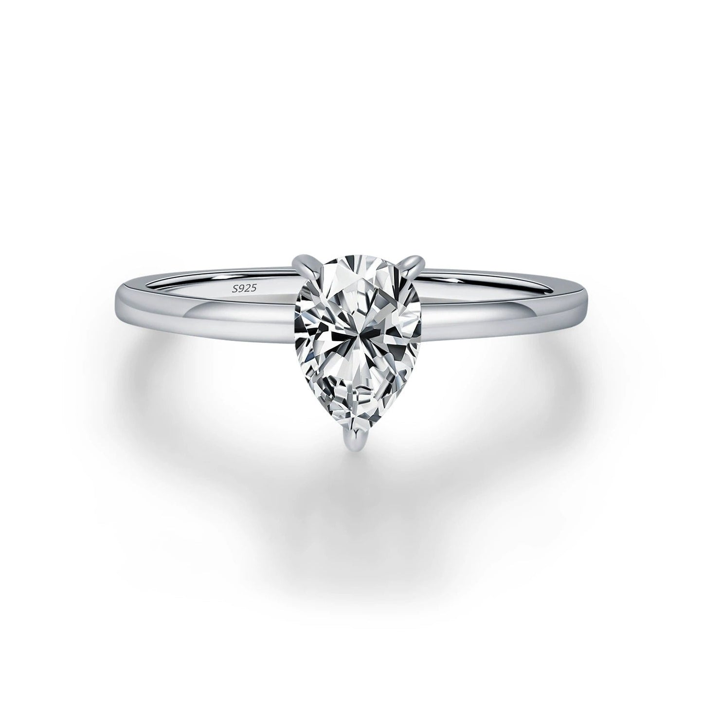 Eva Crystal Drop Silver Ring