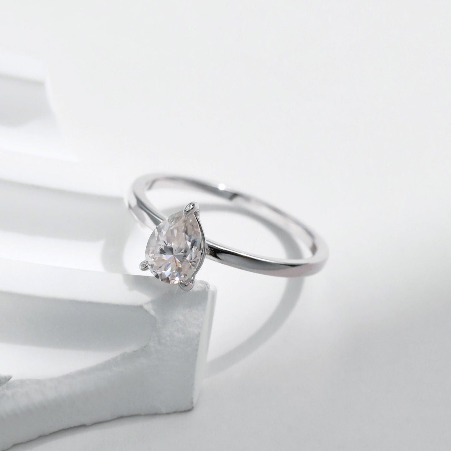 Eva Crystal Drop Silver Ring