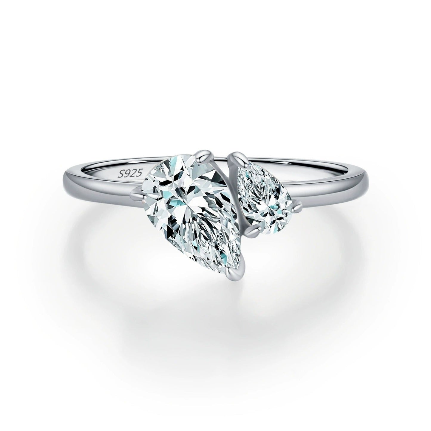 Luna Dual Pear Silver Ring