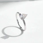 Eva Crystal Drop Silver Ring