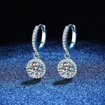 Round Cut Moissanite Drop Earrings