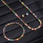 Elegant Water Drop Necklace, Earrings & Bracelet Set Multiple Colour Options