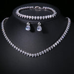 Elegant Water Drop Necklace, Earrings & Bracelet Set Multiple Colour Options
