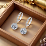 Round Cut Moissanite Drop Earrings