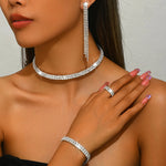 Elegant Jewellery Set with Choker necklace, earrings, bracelet and ring