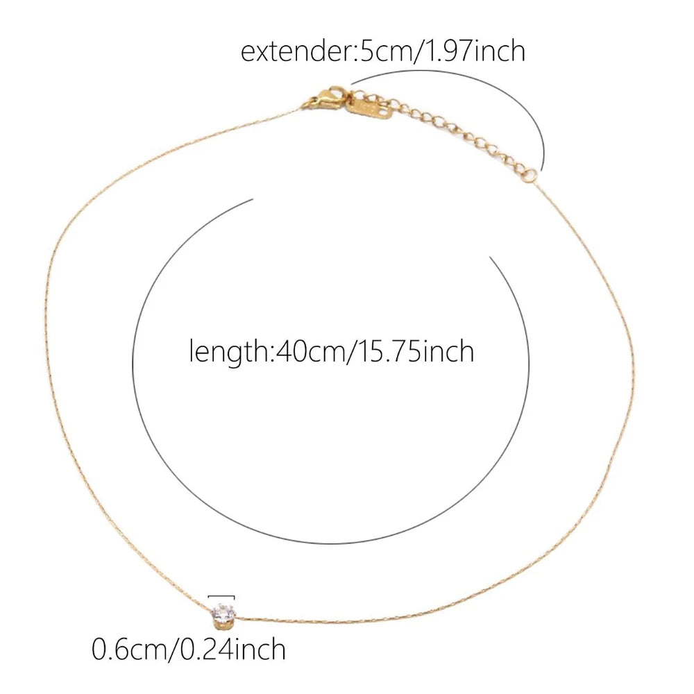 Minimalist Gold Plated Zircon Necklace – Free Shipping and VAT included