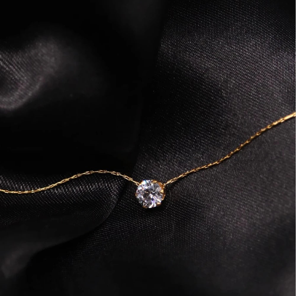 Minimalist Gold Plated Zircon Necklace – Free Shipping and VAT included