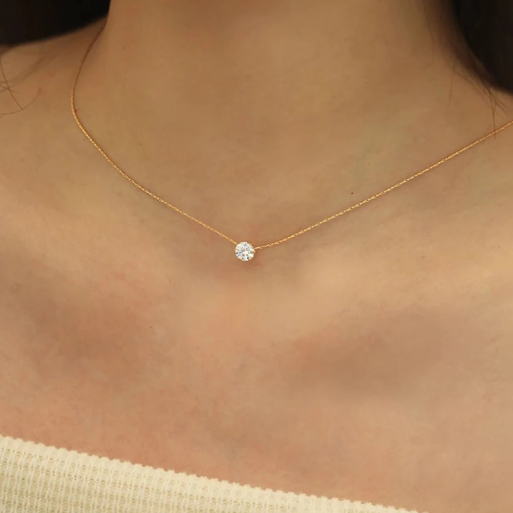 Minimalist Gold Plated Zircon Necklace – Free Shipping and VAT included