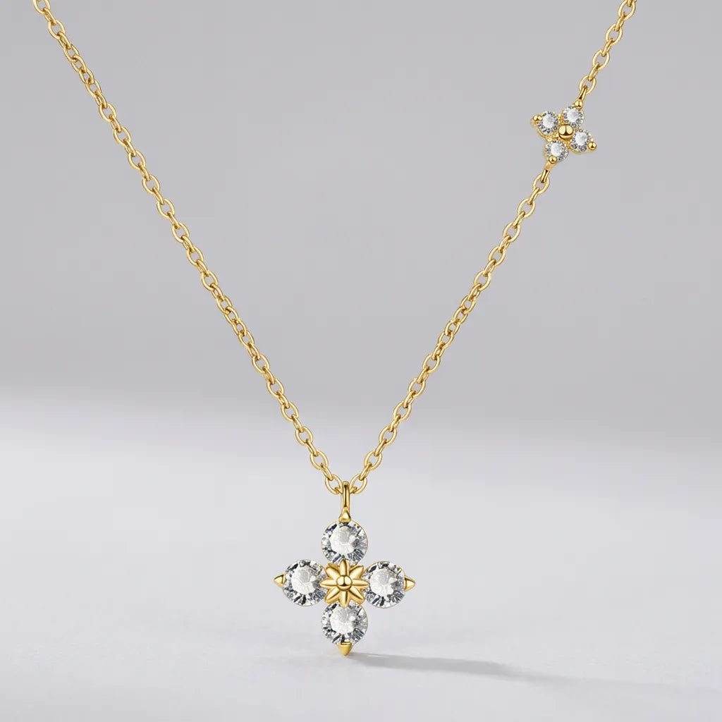Mia Double Clover Crystal Necklace