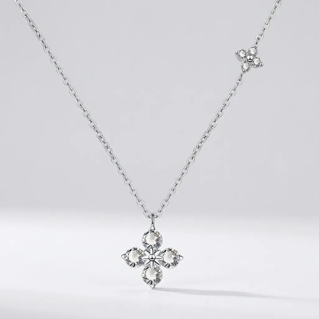 Mia Double Clover Crystal Necklace
