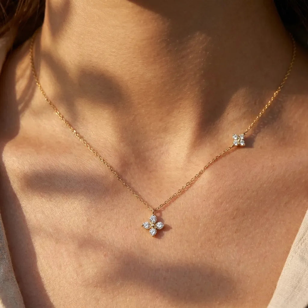 Mia Double Clover Crystal Necklace
