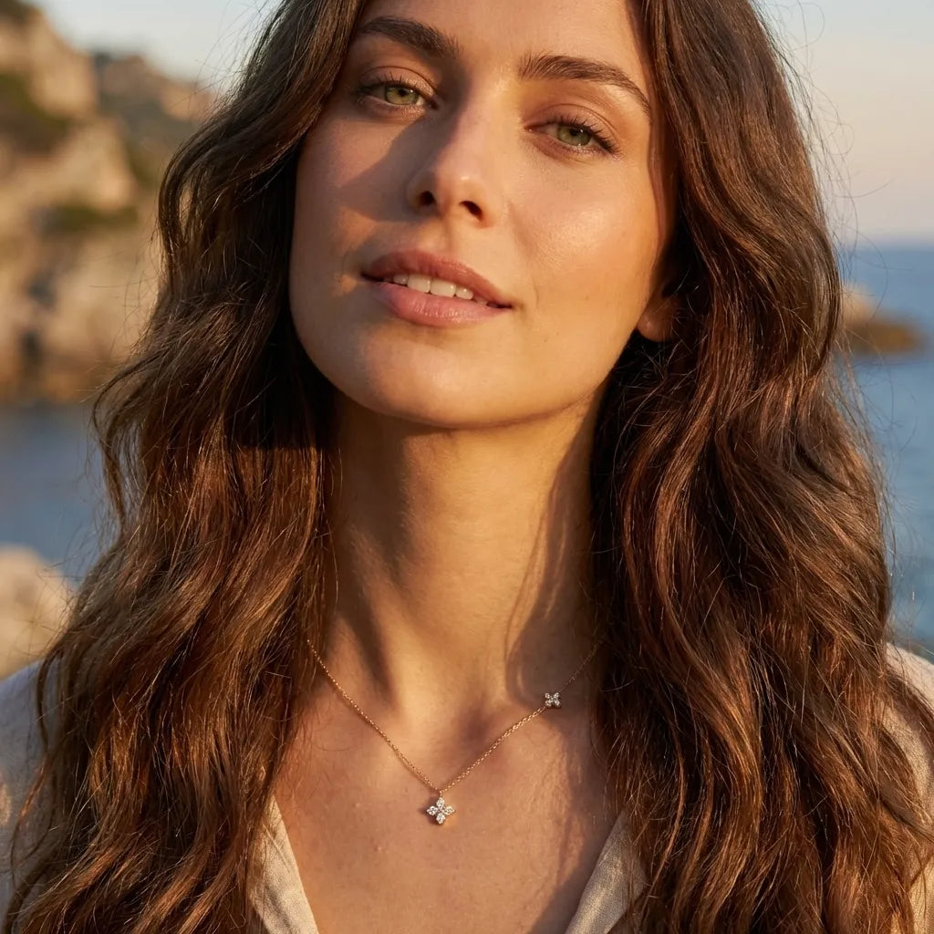 Mia Double Clover Crystal Necklace
