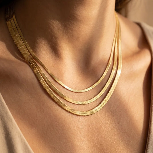 Elizabeth Gold Herringbone Necklace + Complimentary Earrings
