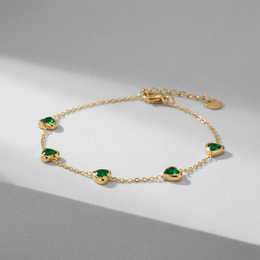 Francia Green Heart Bracelet