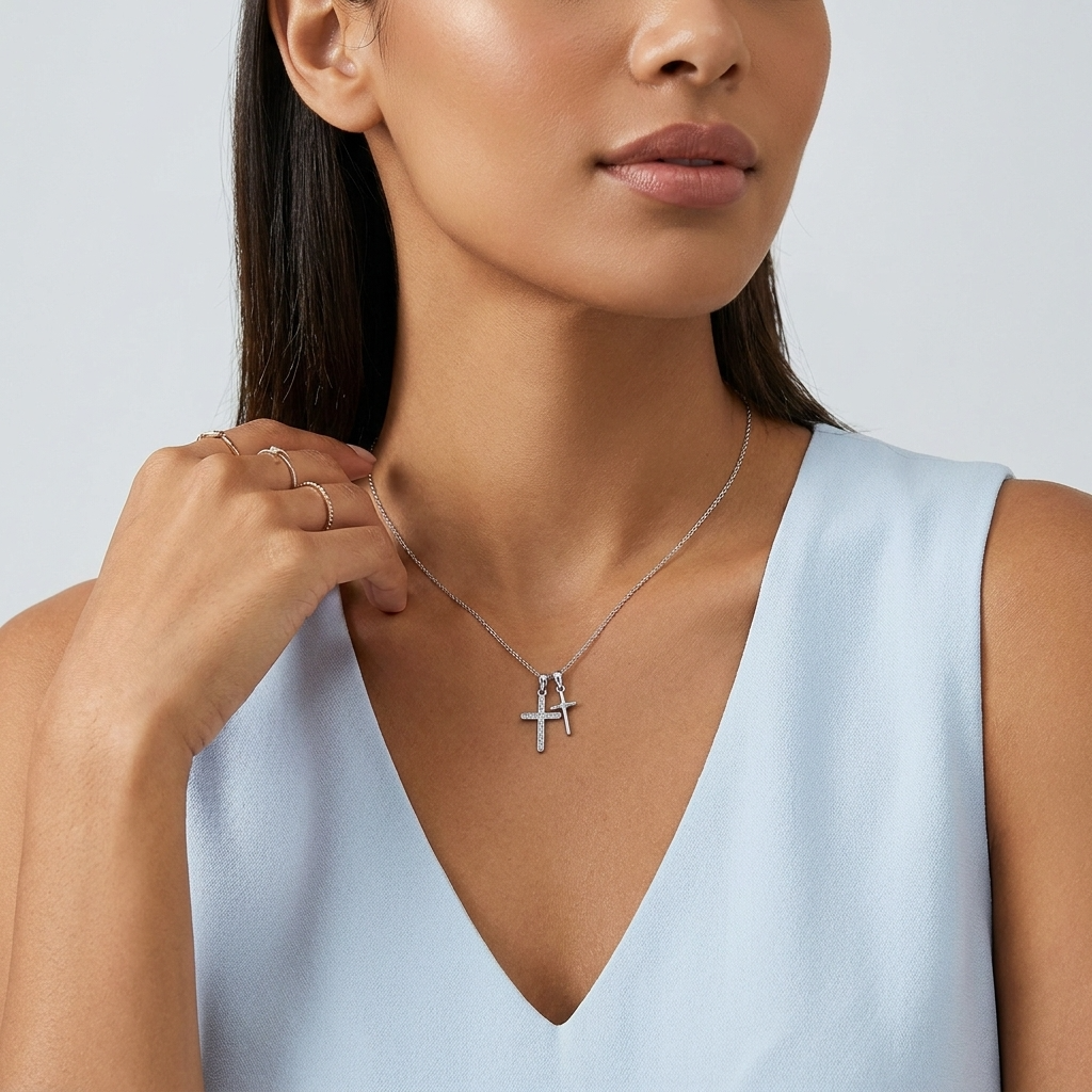 Camille Double Cross Necklace