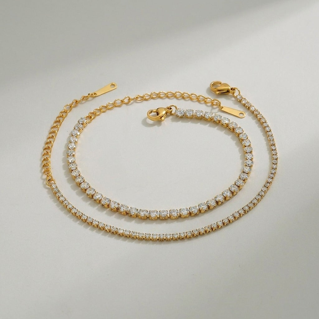 Léa Double Tennis Bracelet Set
