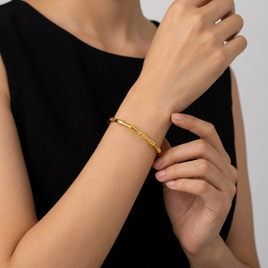Emma Bamboo Gold Bangle