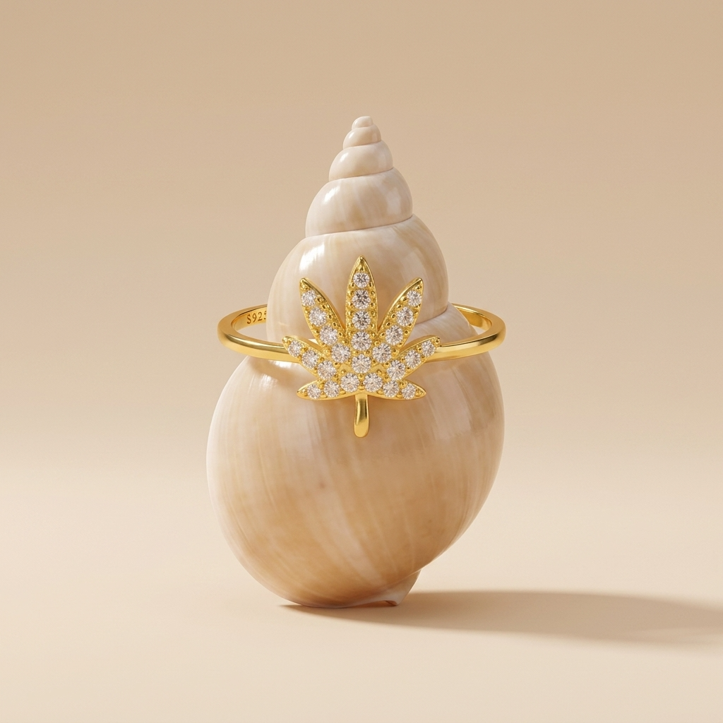 Lydia Crystal Leaf Ring