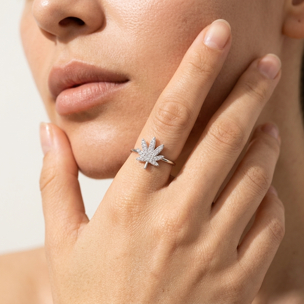 Lydia Crystal Leaf Ring