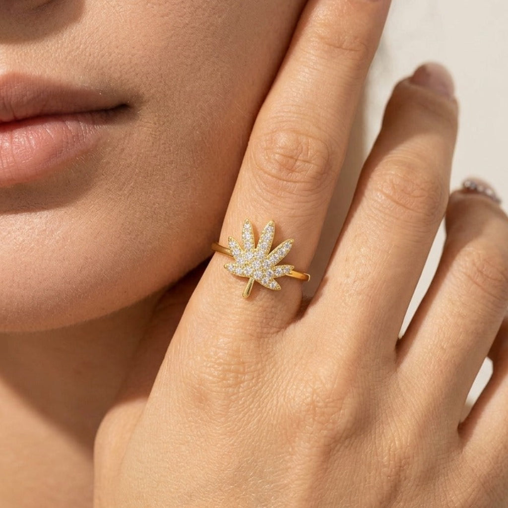 Lydia Crystal Leaf Ring
