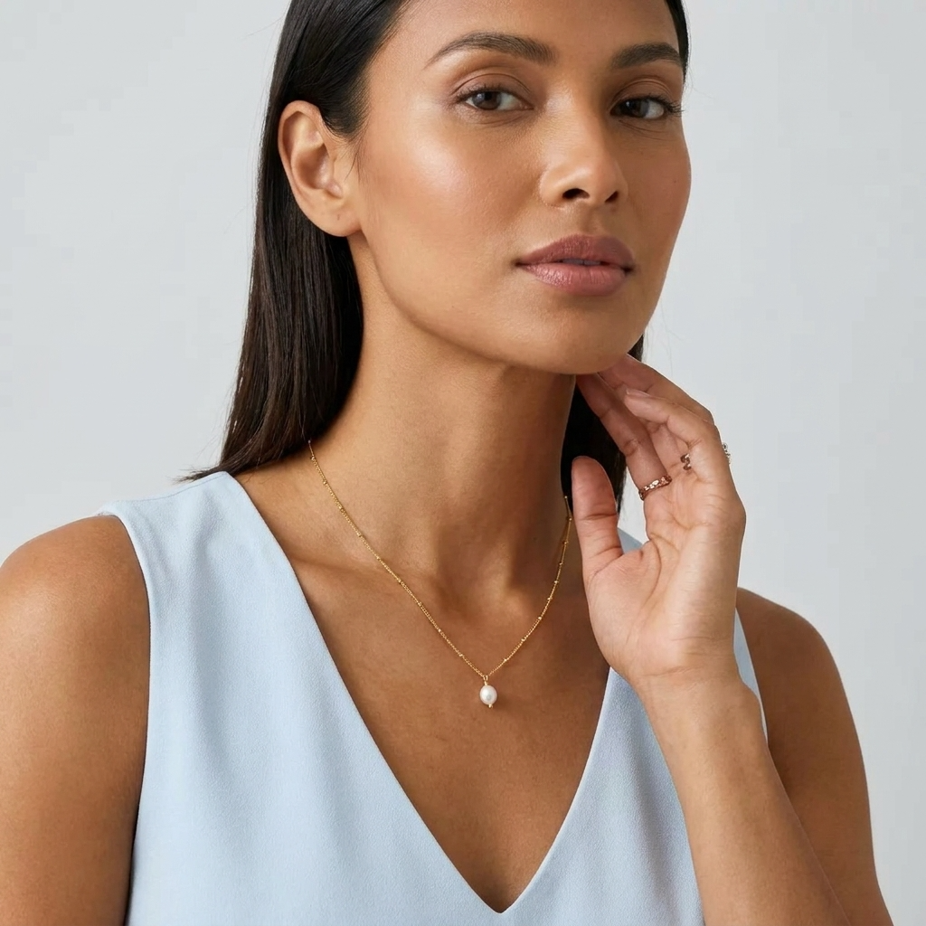 Léa Dainty Pearl Drop Necklace