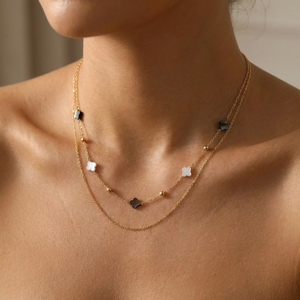 Elodie Shell Clover Necklace