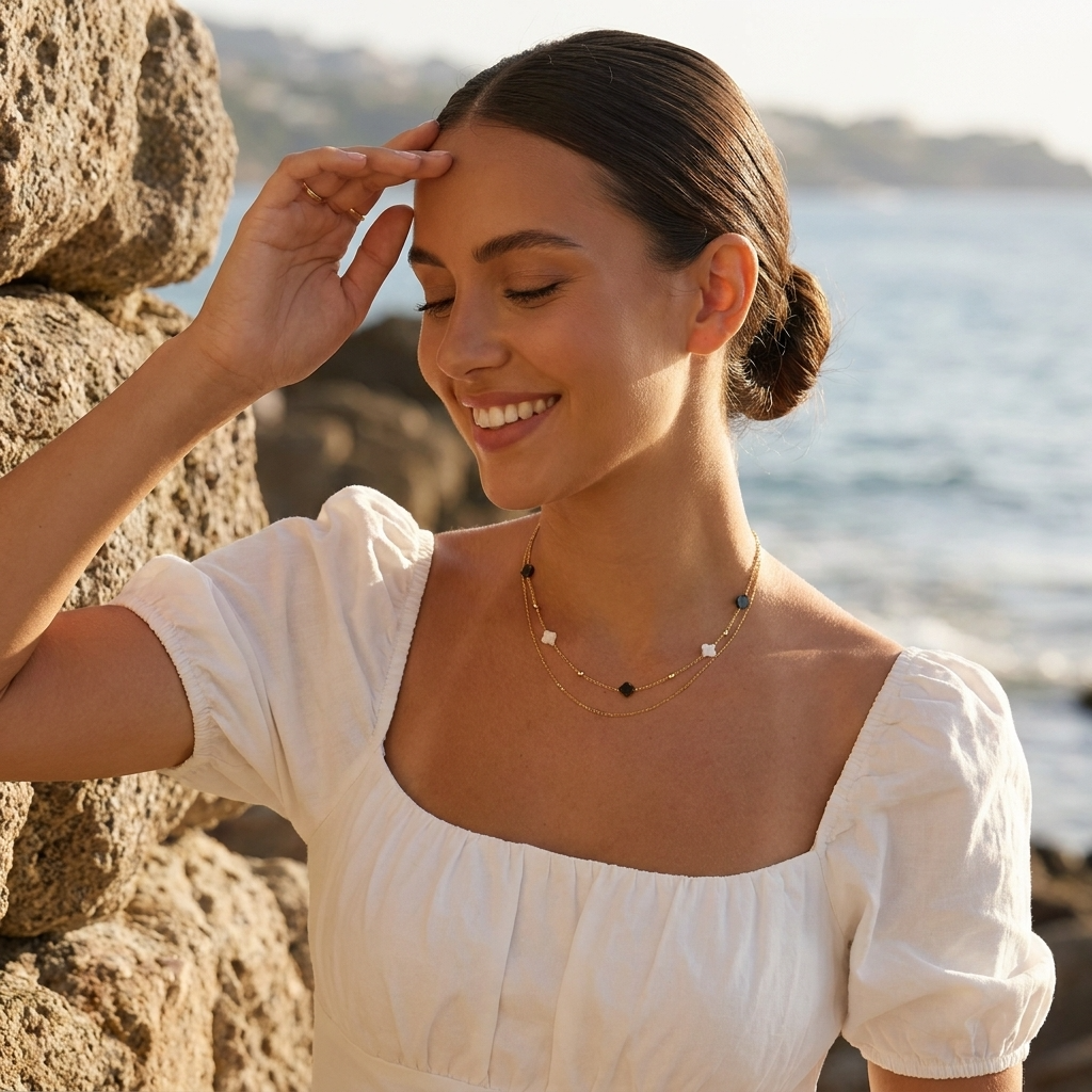 Elodie Shell Clover Necklace