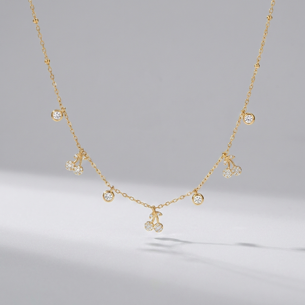 Cherry Cluster Charm Necklace