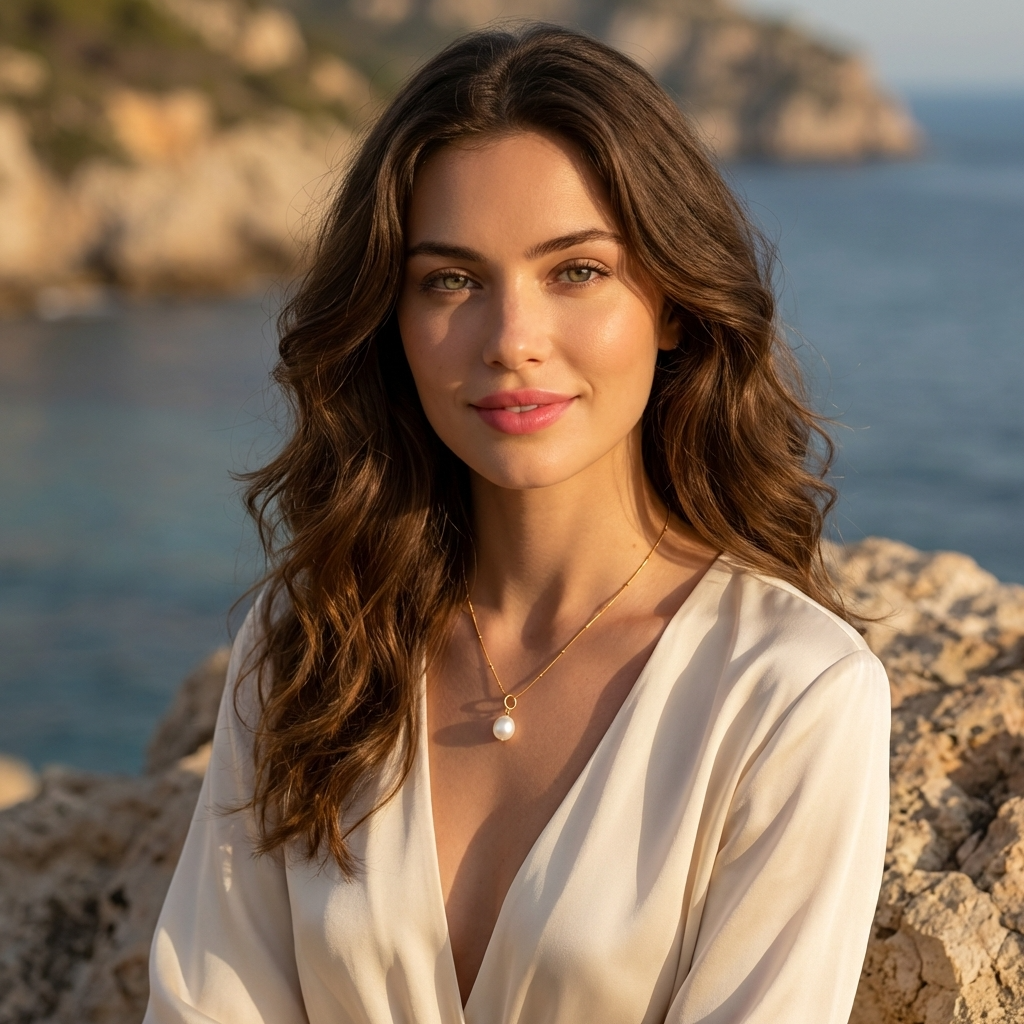 Léa Oval Pearl Charm Necklace