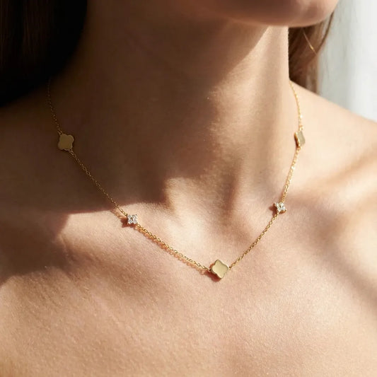 Inès Clover & Crystal Necklace