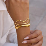 Emma Wave Gold Bangle